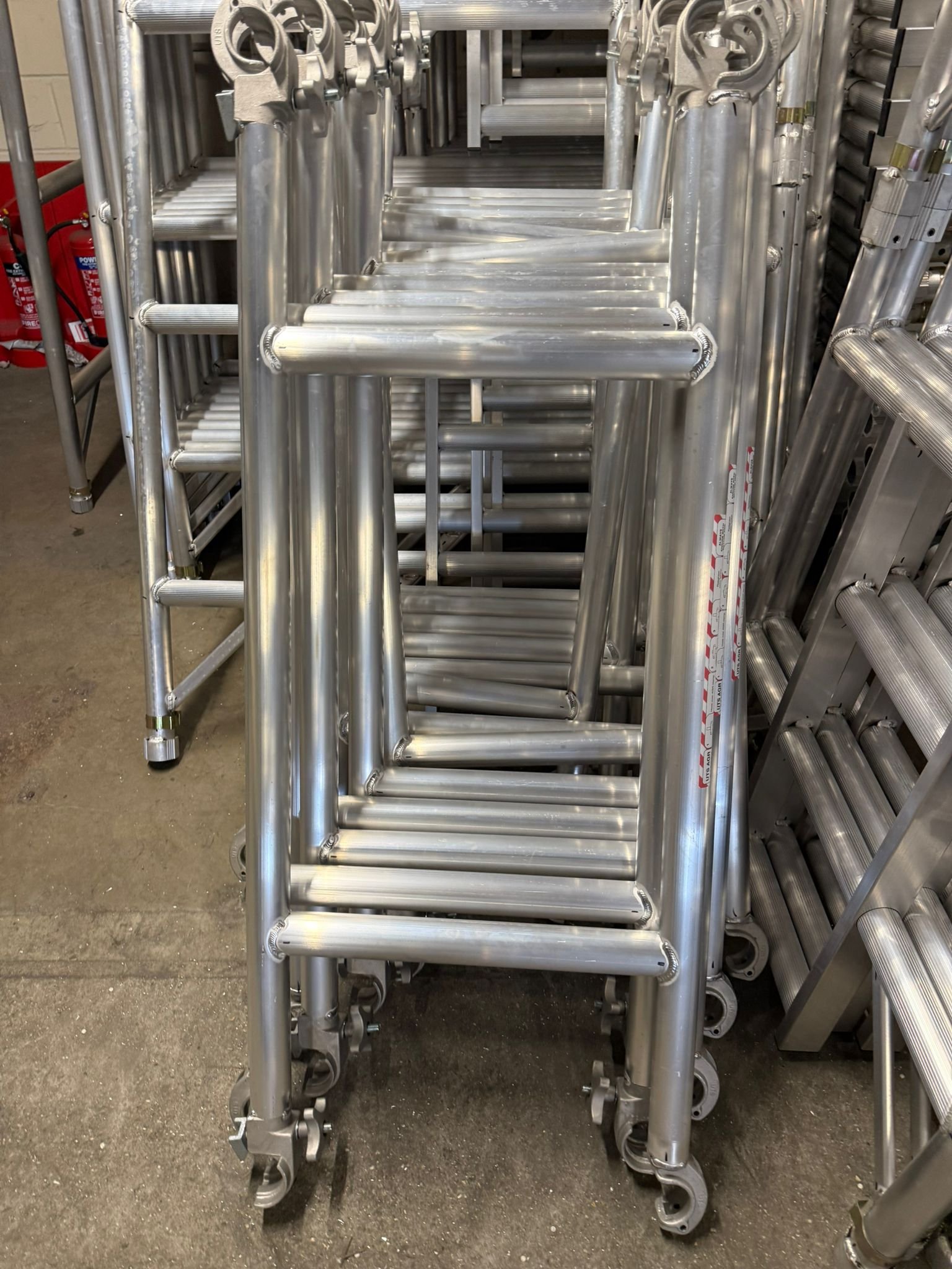 Scaffold guardrail frames in stock and ready for dispatch from our warehouse across the UK.