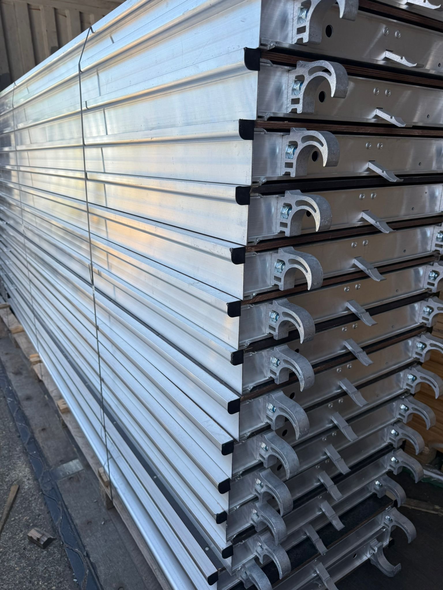 Large stock of scaffold decks in our warehouse ready for dispatch across the UK.